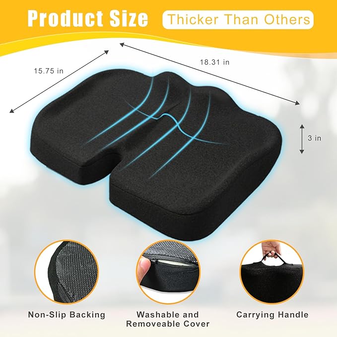 Stadium Seat Cushion, Extra Thick 50D High-Density Bleacher Cushion with Carry Handle, Non-Slip Water-Resistant Stadium Cushions for Bleachers & Outdoor Events(1-Pack)