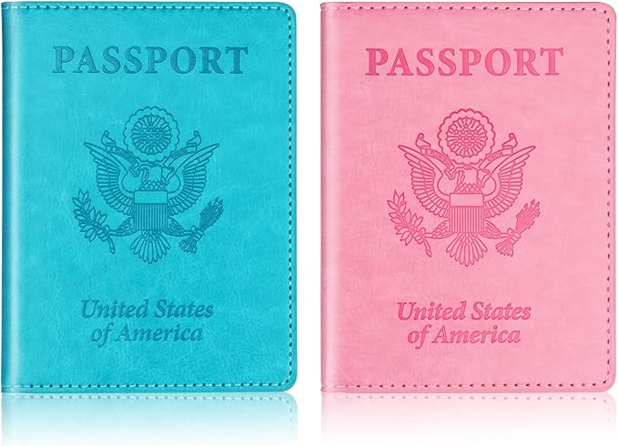 Turquoise & Pink Passport Holder, Cruise Essentials Passport Wallet Cover Case for Family Women Men, Travel Must Haves Passports Book Protector | Cruise Essentials, for Family, Travel Must Haves
