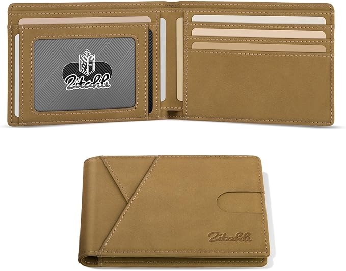 Zitahli Bifold Wallets for Men - Slim RFID Leather Credit Card Holder for 6-11 Cards, Minimalist Thin Wallet with ID Window & Cash Slot,Front Pockt Carteras Para Hombres, Birthday Gifts for Men | Slim, RFID Blocking, Premium, Front Pocket, Gift Box, Le...