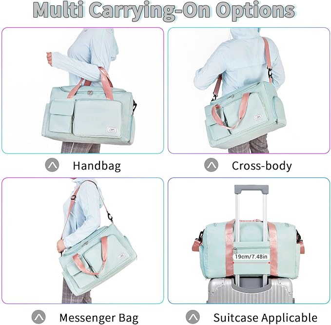 FIORETTO Women's Gym Duffle Bag with Shoes Compartment, 30L Capacity, Ideal for Travel, Gym, Sports, Duffel, Weekender
