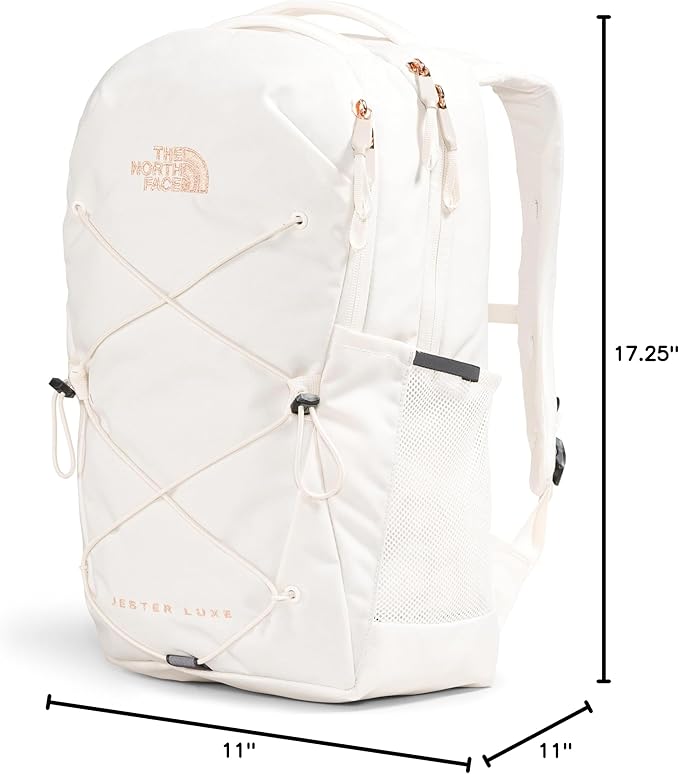 THE NORTH FACE Women's Jester Luxe Everyday Laptop Backpack, Gardenia White/Burnt Coral Metallic, One Size