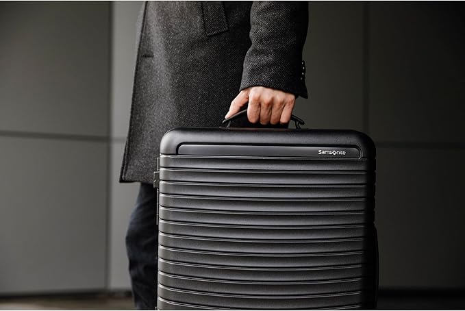 Samsonite Framelock Max Hardside Luggage with Spinner Wheels, Lightweight zipper-less (Asphalt Black, Large Spinner)