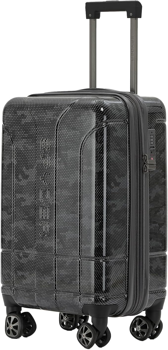 Spyder Matrix 20 Inch Expandable Hardside Upright Suitcase with 360° Spinner Wheels, TSA Approved Lock, Gray/Black