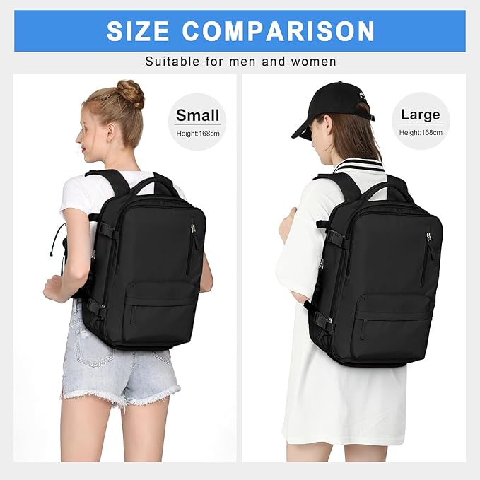 VECAVE Carry On Backpack for Women,Large Travel Backpack Flight Approved,Waterproof 15.6 Inch Laptop Backpack Business Work Backpacks Men Mochila De Viaje Black