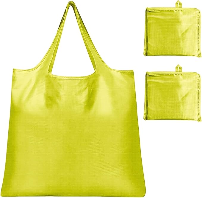Washable Large Foldable Shopping Bag, Waterproof Reusable Grocery Bag Holder,for Shopping Reusable Tote Bags Large 50LBS,Tote Bags Nylon Bags(Light Green+Light Green)