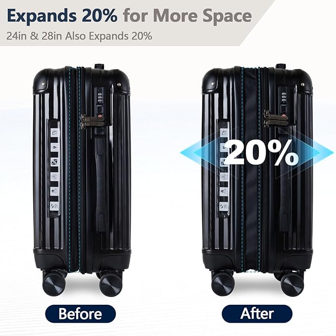 OUZZO 24 Inch Expandable Luggage Medium Checked Luggage Hardshell Suitcases with Double Spinner Wheels Lightweight Travel Luggage TSA Approved for Women Men Business Trip