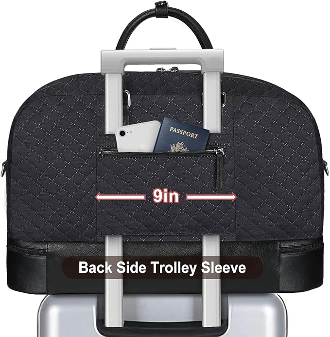 Weekender Bag for Women, Large Overnight Bag Canvas Travel Duffel Bag Carry On Tote with Shoe Compartment 21" 3Pcs Set