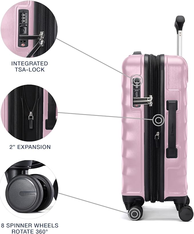 Travelpro Maxlite Air V2 Hardside Expandable Carry on Luggage, 8 Spinner Wheels, Lightweight Hard Shell Suitcase, TSA lock, Pink, Compact Carry On 19-Inch