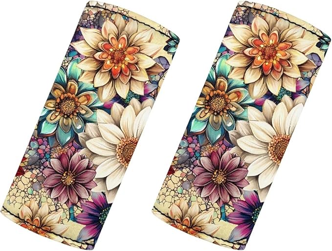 BIGCARJOB Blossom Lotus Luggage Handle Cover Set Pink Suitcase Handle Cover Trolley Case Grip Personalized Luggage Tags Replacement
