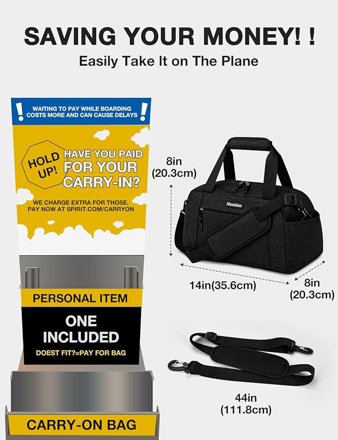 Noozion 14 inch Small Gym Bag for Women & Men, Lightweight Carry On Mini Duffle Bag with Multiple Pockets, Sports Bag for Travel and Workout.