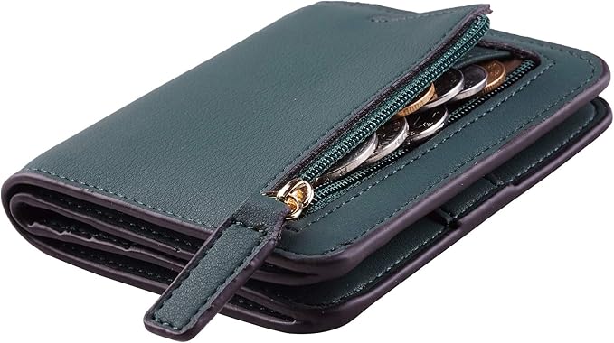 Toughergun Women’s Small Slim Leather Wallet with RFID Protection, Compact Bifold Mini Purse with Clear ID Window