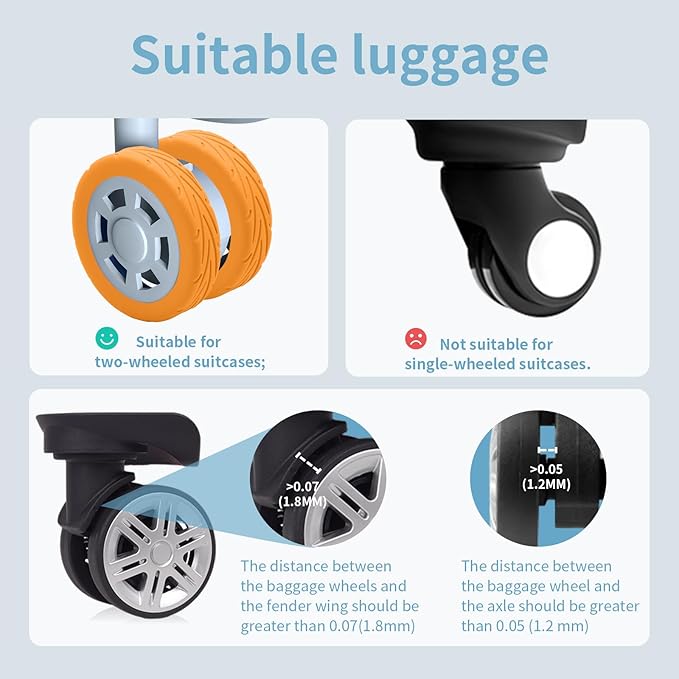 10Pcs Luggage Wheel Covers Silicone Silent Suitcase Protector for Luggage or Office Chair Caste Upgraded Wear-Resistant Anti-Noise Shock Absorption Suitcase Wheel Covers Accessories for Travel Orange
