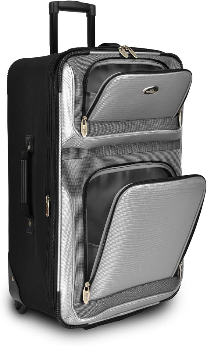 U.S. Traveler New Yorker Lightweight Expandable Rolling Luggage, Gray, 4-Piece Set