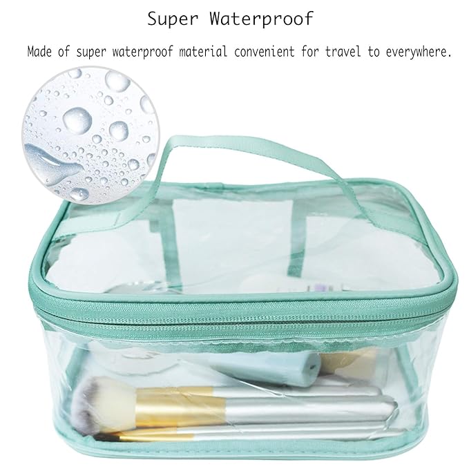 Toiletry Bag Makeup Cosmetic Clear Bag Portable Waterproof Transparent Travel Storage Green