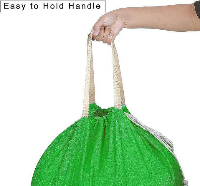 Heavy Duty Laundry Bag with Drawstring and Handle, Extra Large Travel Dirty Clothes Bag for Laundromat and Household, Durable Rip-Stop Laundry Hamper Liner, 28 x 40 Inch by SANFERGE, Kelly Green