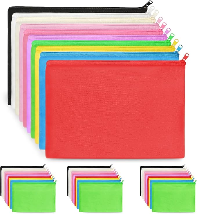 Koolmox Canvas Makeup Bag, Bulk 40 Multi-Colored Solid Blank Fabric Pouch Canvas Zipper Bag Cosmetic Stationery Bag Acrylic Embroidery Paint Sublimation Craft Pouches For Wedding Braidmaids Gift Bags