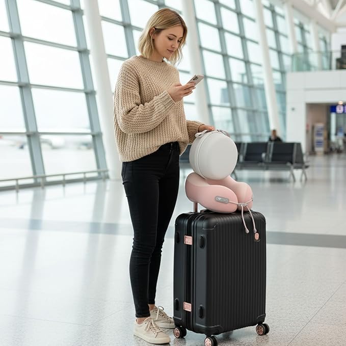 Travel Pillow with New Cool Material,Neck Pillow for Traveling 100% Pure Memory Foam,Travel Neck Pillow with Zipper Box, Airplane Pillow for Traveling,Travel Essentials (Grey)