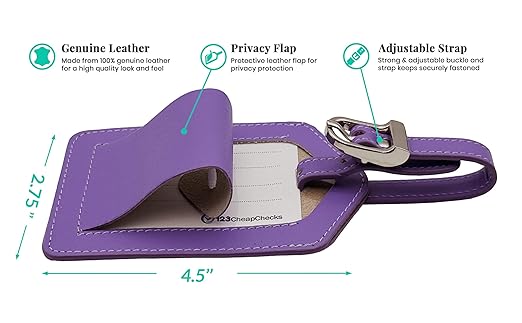 Light Purple Genuine Top Grain Leather Luggage Tag