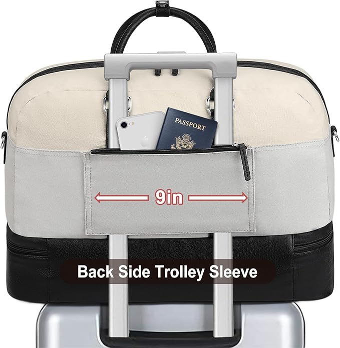 Weekender Bag for Women, Large Overnight Bag Canvas Travel Duffel Bag Carry On Tote with Shoe Compartment 21" 3Pcs Set