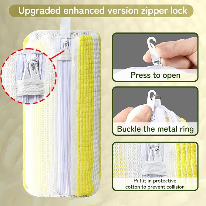 Anybar Shoe Washing Machine Bag –2 Pcs Reusable Laundry Shoe Bag 360° Deep Cleaning Sneaker Washing Machine Bag Fits All Shoe Types Microfiber Inside with Self-locking Zipper (Yellow White)