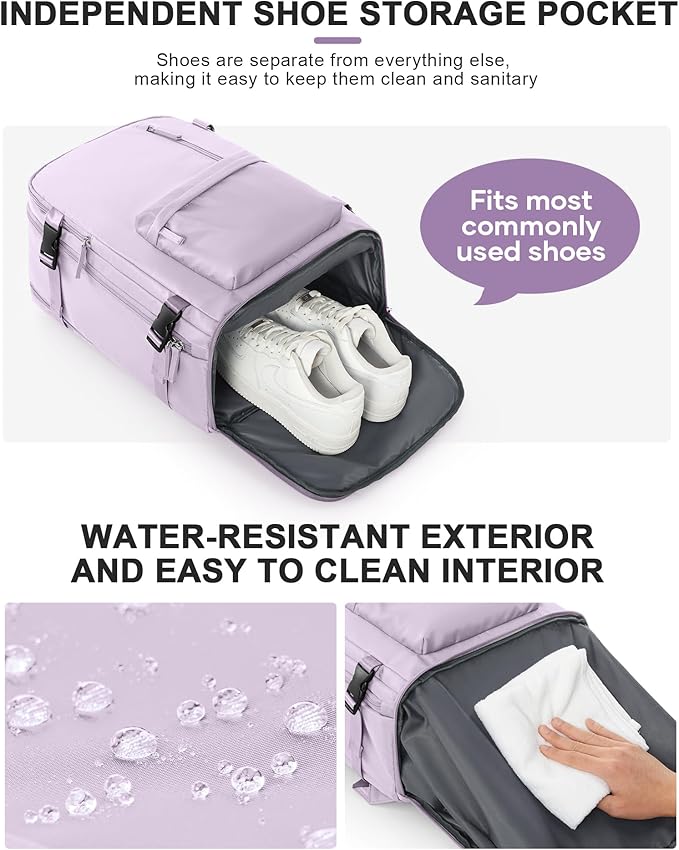 VGCUB Carry on Travel Backpack for Women Men Large Laptop Gym Work Frontier Airlines Personal Item Bag Business Airport Lightweight Backpack Flight Approved Mochilas de Viaje, Purple
