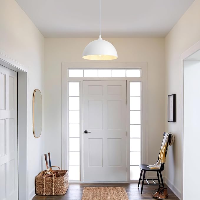 White Plug in Pendant Light,2 Pack 11.8inch Hanging Lights with Plug in Cord 14.7 ft, Hanging Pendant Light,Hanging Lamp Plug in for Bedroom Living Room Kitchen Island