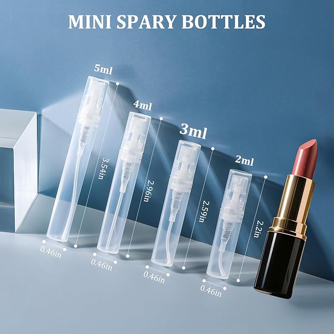 Mini Perfume Sample Bottles, 3 ml Plastic Small Spray Bottle 10 Pack, Fine Mist, Portable Perfume Travel Refillable Bottle, Upgraded atomizer sprayer, Clear