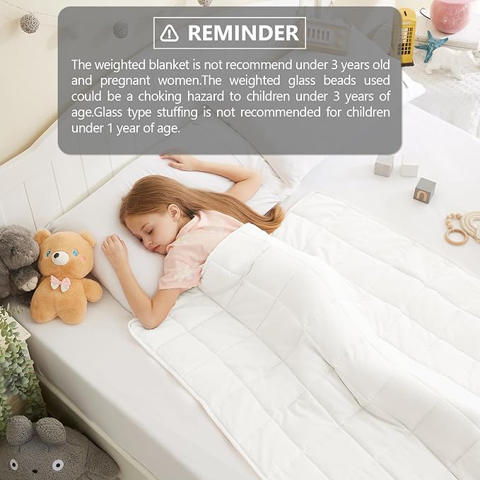 L'AGRATY Weighted Blanket - 40"x60" 10lbs Cooling Breathable Heavy Blankets Microfiber Material with Glass Beads for All-Season Summer Fall Winter Soft Thick Comfort