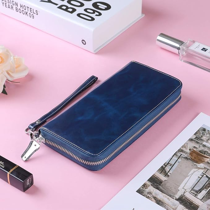 Lavemi Small Compact Women Wallet RFID Blocking Genuine Leather Bifold Purse with ID Windows
