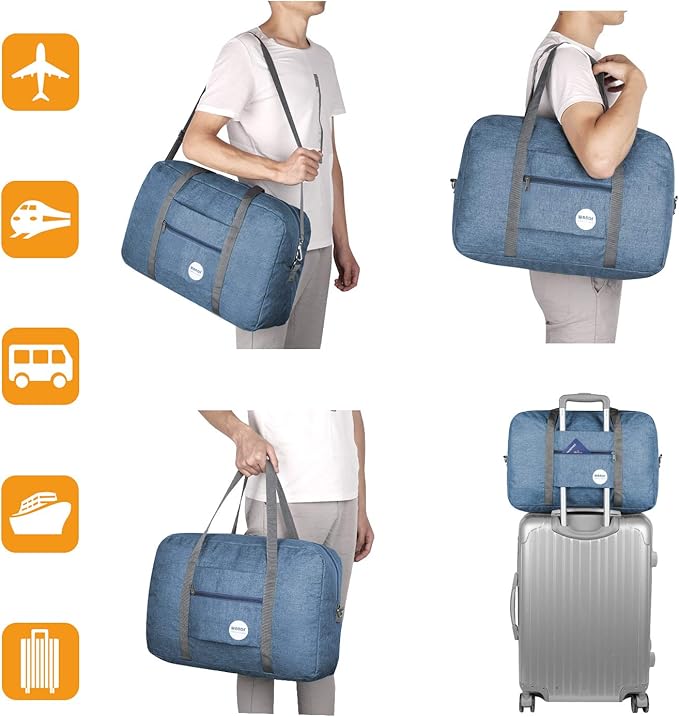 WANDF For Spirit Airlines Personal Item Bag 18x14x8 Travel Duffel Bag Underseat Foldable Carry-on Luggage for Women