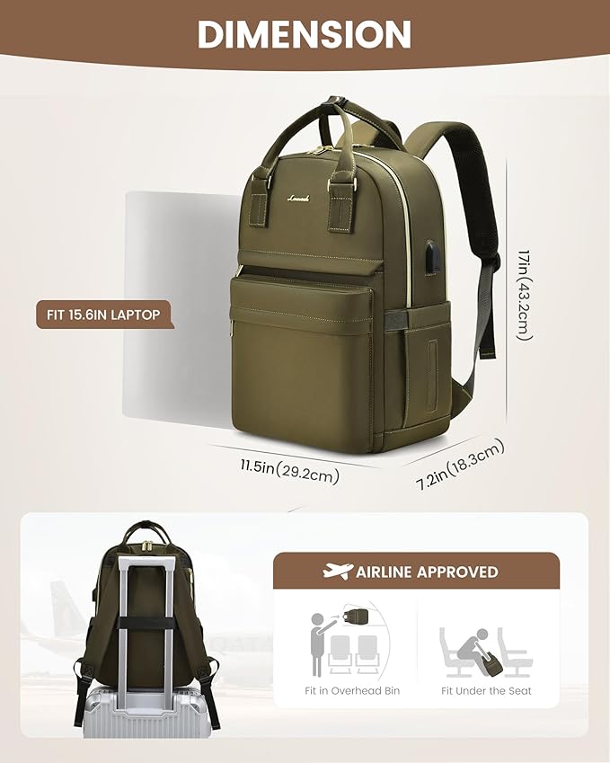 LOVEVOOK Laptop Backpack for Women 15.6 Inch Laptop Bag with USB Port, Fashion Waterproof Backpacks Teacher Nurse Stylish Travel Bags Vintage Daypacks for College Work