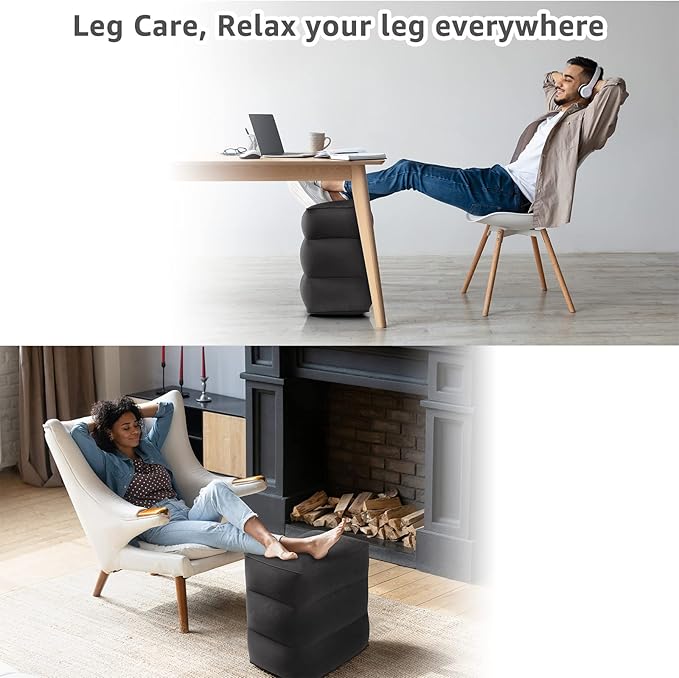 [2-Pack] Rewondah Inflatable Foot Rest Airplane, Kids Airplane Bed | Adjustable Height Travel Foot Rest Pillow | Toddler Flights Seat Extender | Inflatable Foot Rest for Air Travel Flights Train, Car
