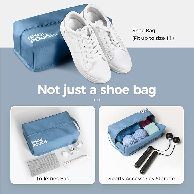 pack all Stylish Shoe Bag for Travel, Water-Resistant Shoe Pouch for Gym, Smell-Proof Soccer Cleats Bag for Sport (Dark Blue)