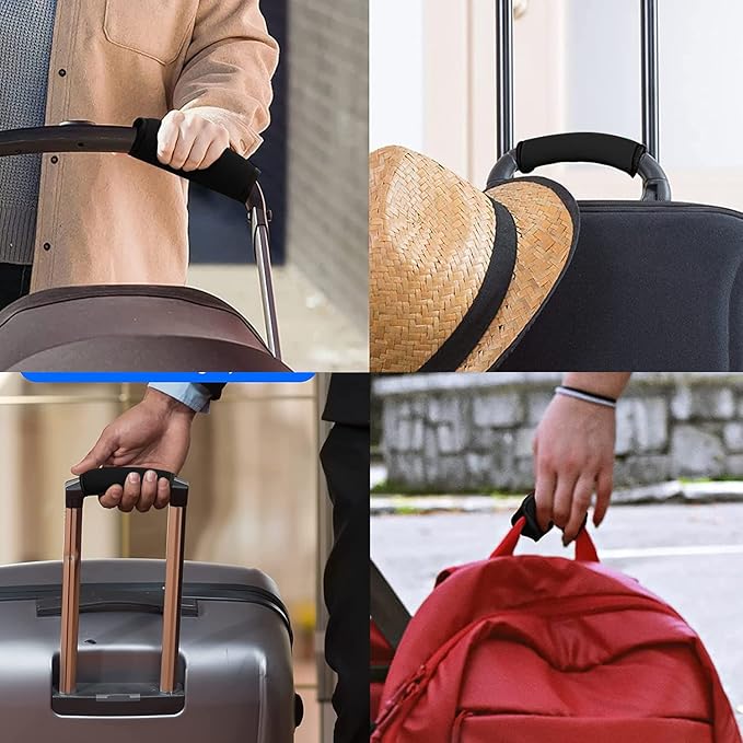 2 Pack Luggage Handle Wraps for Suitcase, Bright Color Comfort Soft Handle Covers (Black)