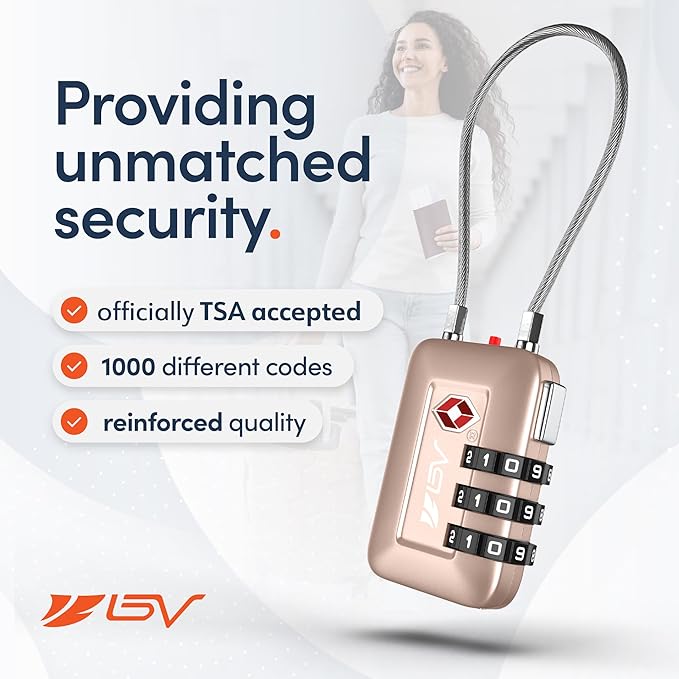 TSA Accepted Luggage Travel Lock, Set-Your-Own Combination Lock for School Gym Locker, Luggage Suitcase Baggage Locks, Filing Cabinets, Toolbox, Case (Titanium, 2 Pack)
