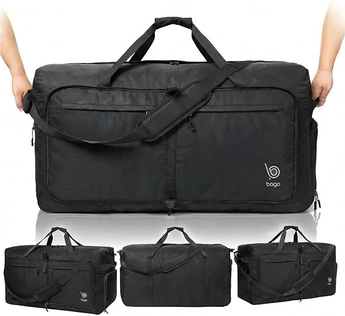 Bago Extra Large Duffle Bag for Travel Women & Men. Durable, Lightweight, Foldable Travel Duffel Bags For Traveling Women. 120L Duffle Bags Use As a Weekender Bag with Shoe Compartment, Checked Duffel