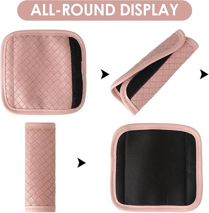 Leather Luggage Handle Wraps for Suitcase, 4 Pack Luggage Handle Cover Identifiers Tags Markers for Travel Accessories (Pink)