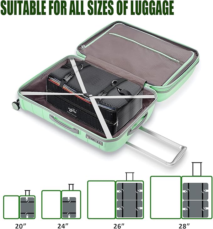 Compressible Packing Cubes Portable Hanging Closet Shelves 17"x12"x24" Extendable Travel Organizer Nylon Packing Bags for Suitcase