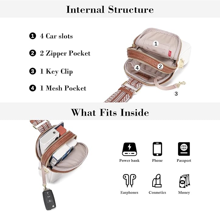 INICAT Anti Theft Crossbody Bag for Women, Small RFID Blocking Sling Purse with Zipper Lock for Travel, Vegan Leather