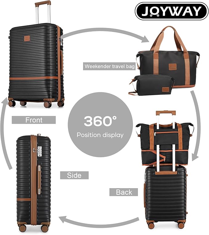 Joyway 28 Inch Large Luggage Hardside Suitcase with Spinner Wheel, Lightweight 3 Piece Suitcase Set with TSA Lock