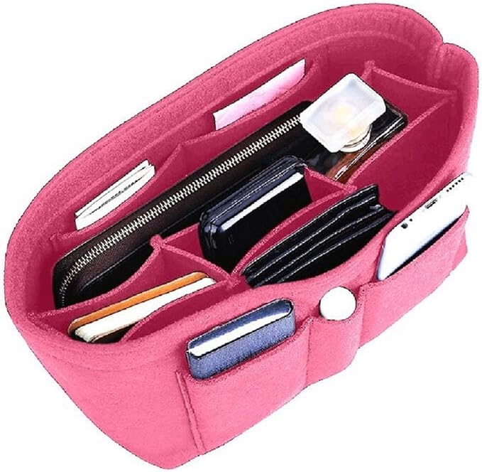ZTUJO Purse Organizer Insert, Felt Bag Organizer For Handbag, 13 Colors, 6 Sizes (Small, Pink)