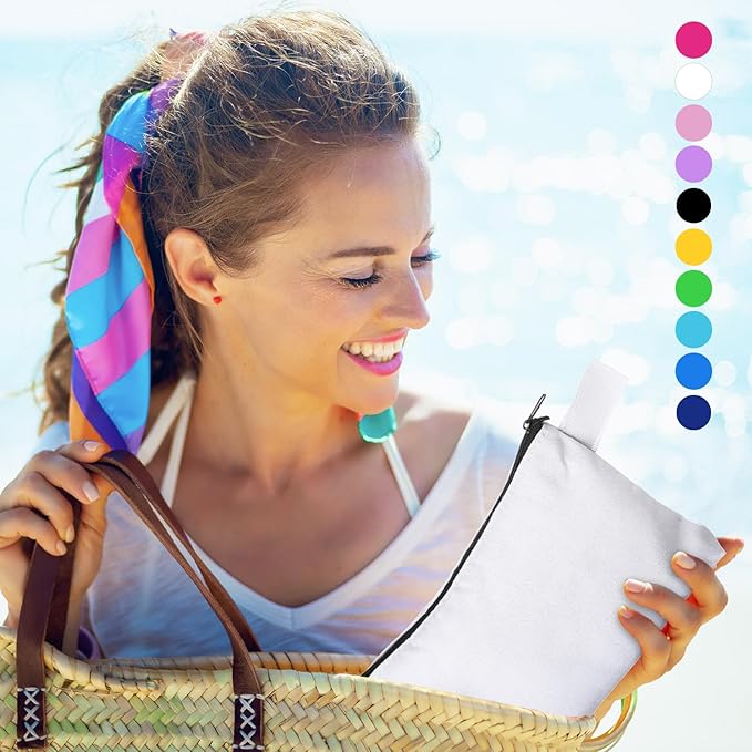 Frienda 40 Pack Canvas Makeup Bags Bulk Cosmetic Bags with Bottom Travel Canvas Zipper Pouch Multi Purpose Blank for Women Purse Toiletry Pencil DIY Craft, 10 Colors(10 x 5 x 2 Inch)