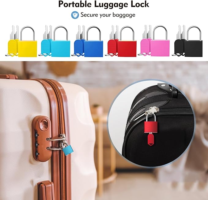 6Pcs Luggage Locks Small Suitcase Locks with Keys Plastic-Covered Mini Padlock for Suitcase Backpack Box Bag