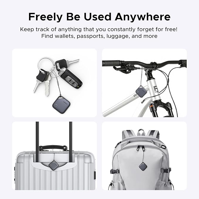 UGREEN FineTrack Air Tracker Tags (iOS Only) 4 Pack, 2-Year Replaceable Battery Bluetooth Tracker Compatible with Apple Find My, Item Finder Smart Tag for Keys, Luggage - [Apple Find My Certified]