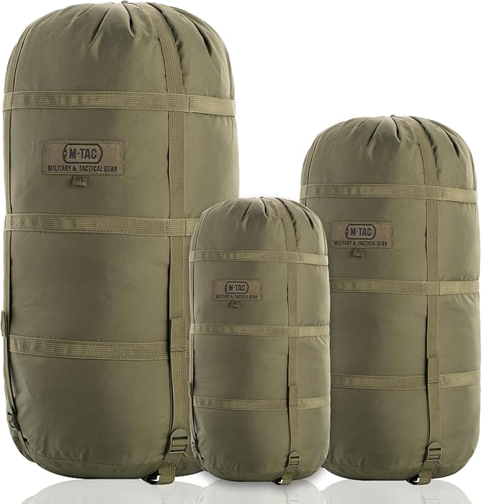 M-Tac Compression Stuff Sack for Sleeping Bag Military Water Resistant Compression Bag Lightweight Nylon Compression Sack for Travel, Camping, Hiking, Outdoor