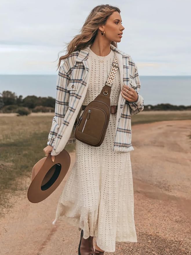 CLUCI Crossbody Bags for Women Men,Leather Sling Bag Cross Body Backpack for Woman Gifts for Women Birthday Unique