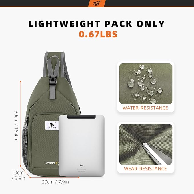 SKYSPER Sling Bag RFID Crossbody Sling Backpack Cross Body Shoulder Bag Travel Hiking Daypack for Women Men(Light Taupe)