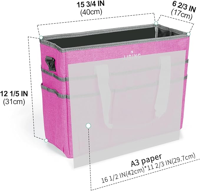 JJRING Craft Organizer Tote Bag, Large Art Storage Caddy with Multiple Pockets, Deep Red Sewing Bag for Art, Craft, Scrapbooking, Medical, and Office Supplies Storage