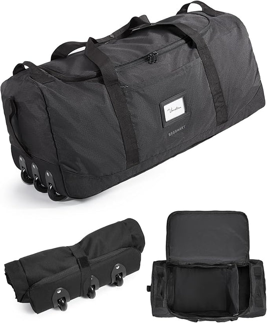 BAGSMART 83L Foldable Travel Bag, Large Duffle Bag for Travel, Duffel Luggage Bag for Sport College Camping, Water Resistant, Black