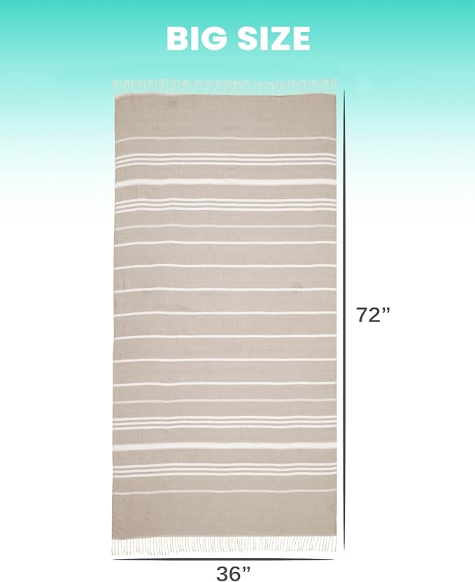 2 Packs Cotton Turkish Beach Towels Sand Free Quick Dry Oversized Bath Pool Swim Towel Large Extra Xl Big Blanket Adult Travel Essentials Cruise Accessories Must Haves Clearance Vacation Stuff